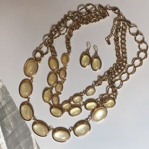 Yellow & gold statement necklace & earrings
